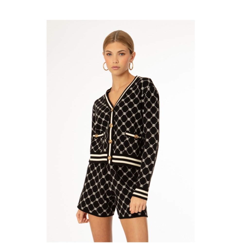 Ell and Emm monogram black cardigan, size M/L worn once, perfect condition